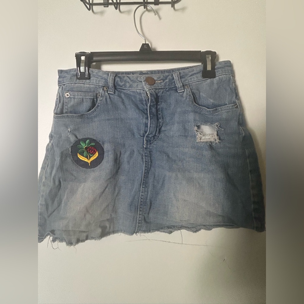 No Boundaries Green and Blue Embellished Mini Skirt